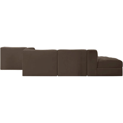 Rummi Brown Velvet Performance Fabric Upholstered 5pc. Modular Sectional