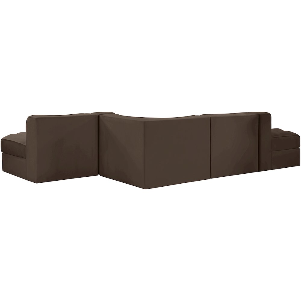 Rummi Brown Velvet Performance Fabric Upholstered 5pc. Modular Sectional