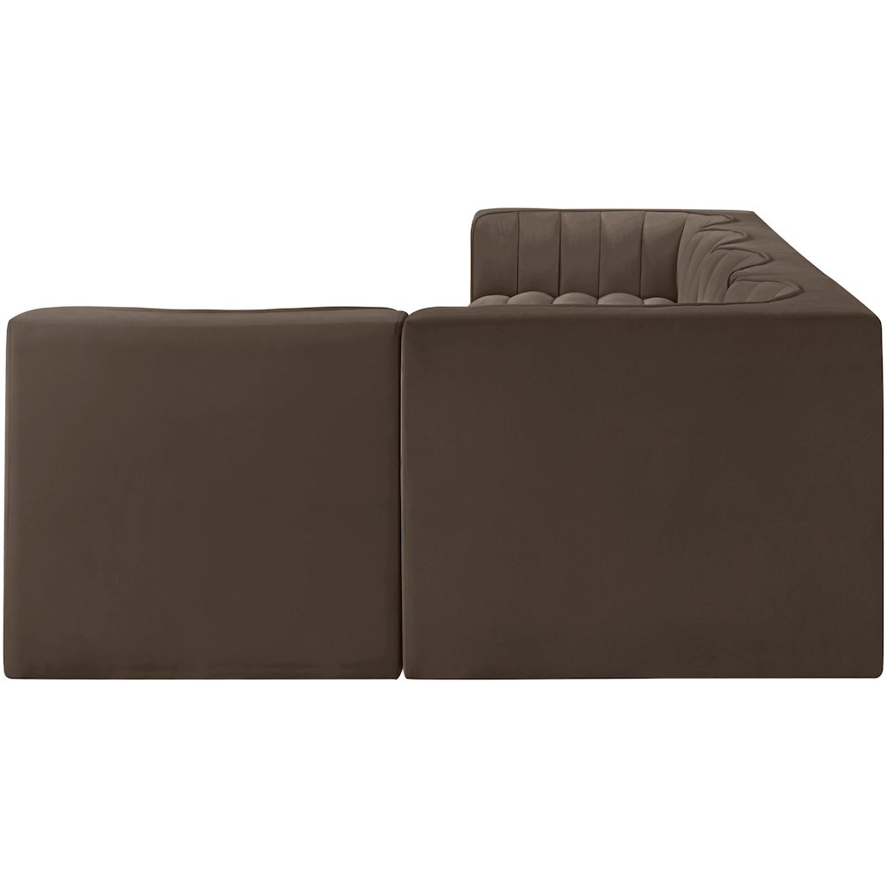 Rummi Brown Velvet Performance Fabric Upholstered 5pc. Modular Sectional