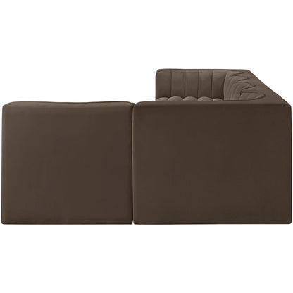 Rummi Brown Velvet Performance Fabric Upholstered 5pc. Modular Sectional