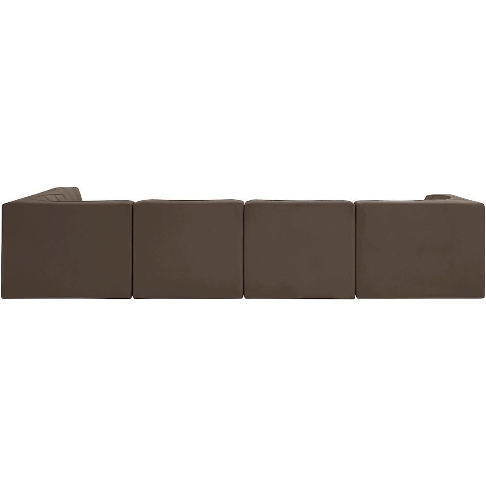 Rummi Brown Velvet Performance Fabric Upholstered 5pc. Modular Sectional