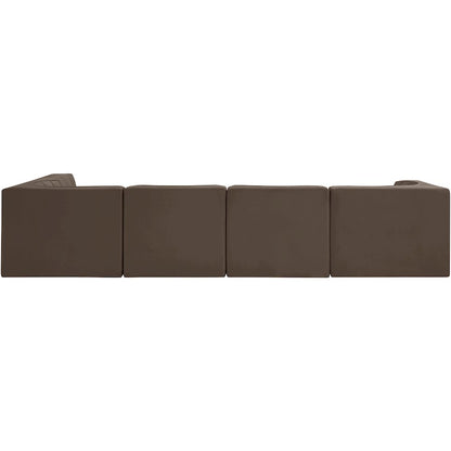 Rummi Brown Velvet Performance Fabric Upholstered 5pc. Modular Sectional