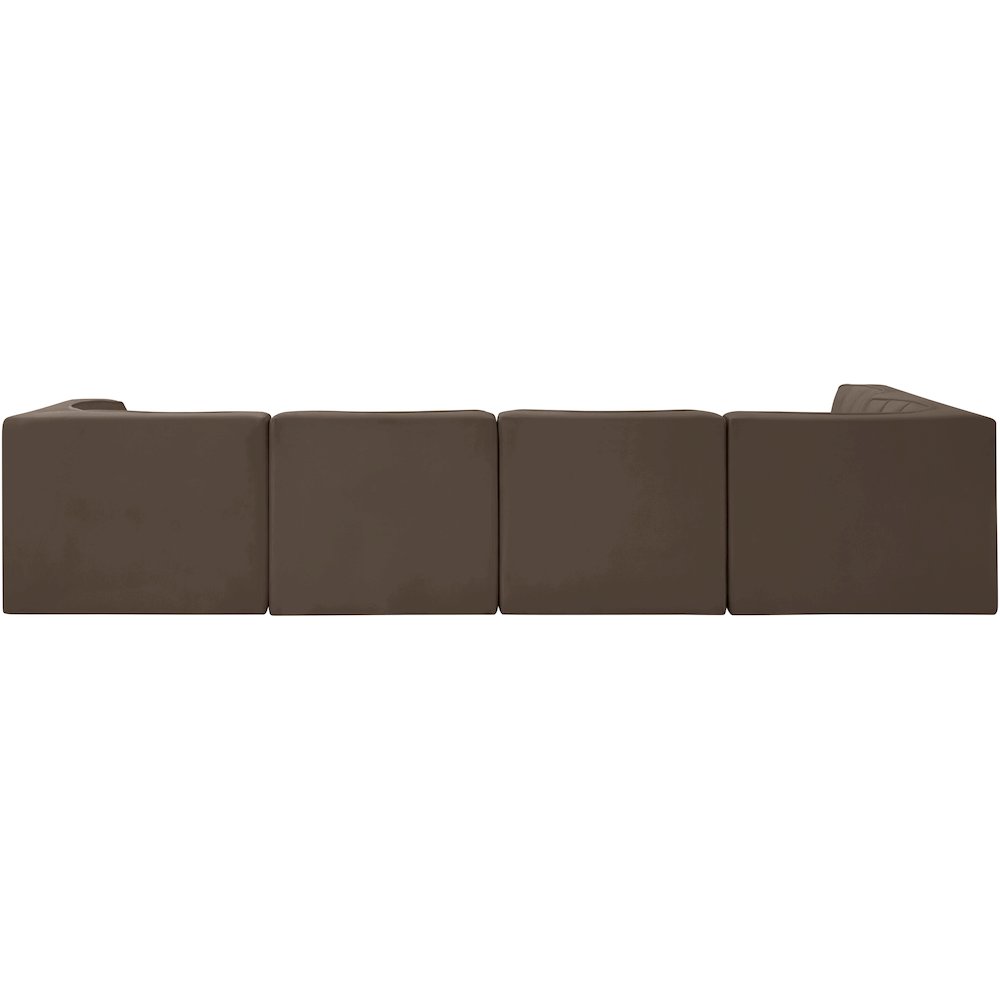Rummi Brown Velvet Performance Fabric Upholstered 5pc. Modular Sectional