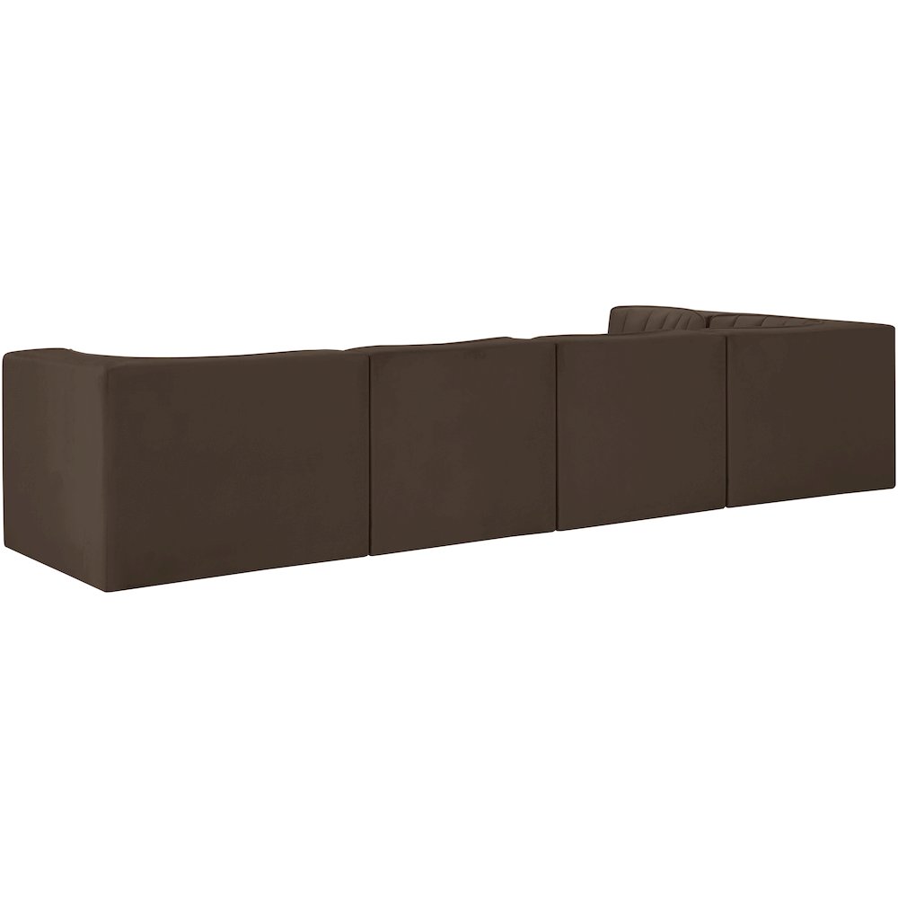 Rummi Brown Velvet Performance Fabric Upholstered 5pc. Modular Sectional