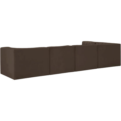 Rummi Brown Velvet Performance Fabric Upholstered 5pc. Modular Sectional