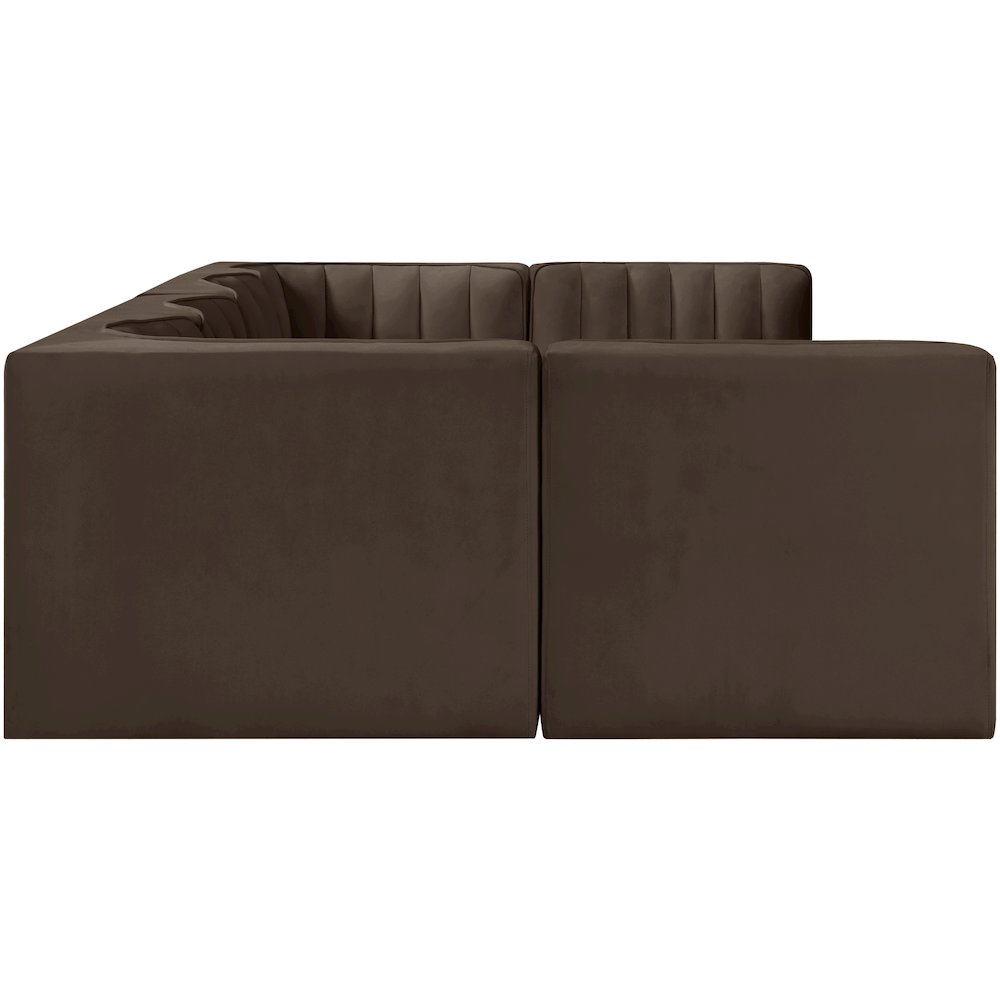Rummi Brown Velvet Performance Fabric Upholstered 6pc. Modular Sectional