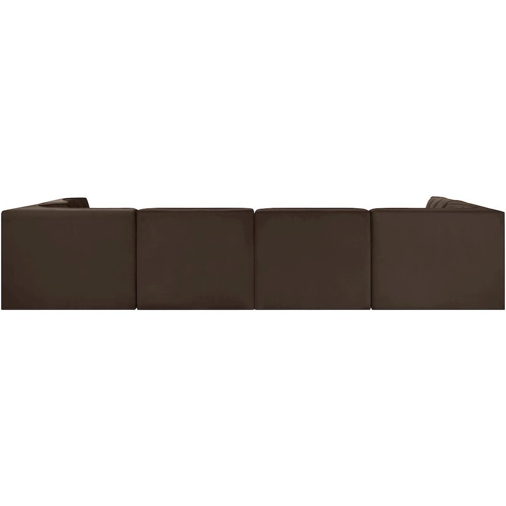 Rummi Brown Velvet Performance Fabric Upholstered 6pc. Modular Sectional