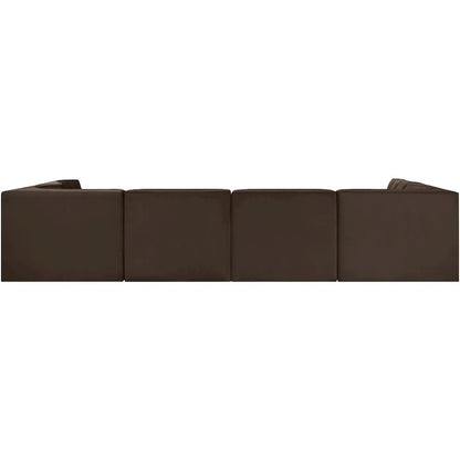 Rummi Brown Velvet Performance Fabric Upholstered 6pc. Modular Sectional