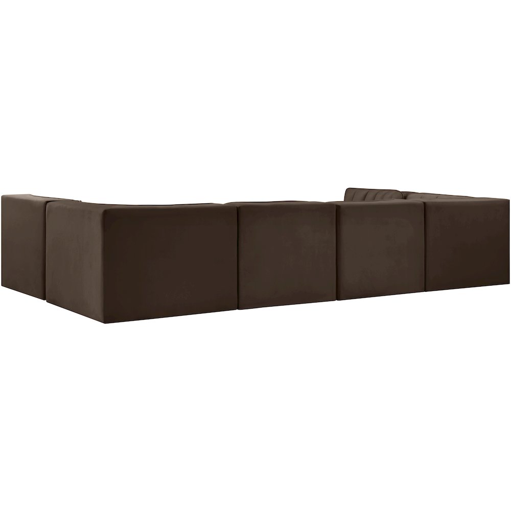 Rummi Brown Velvet Performance Fabric Upholstered 6pc. Modular Sectional