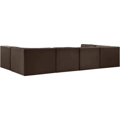 Rummi Brown Velvet Performance Fabric Upholstered 6pc. Modular Sectional