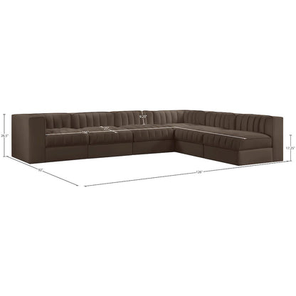Rummi Brown Velvet Performance Fabric Upholstered 6pc. Modular Sectional