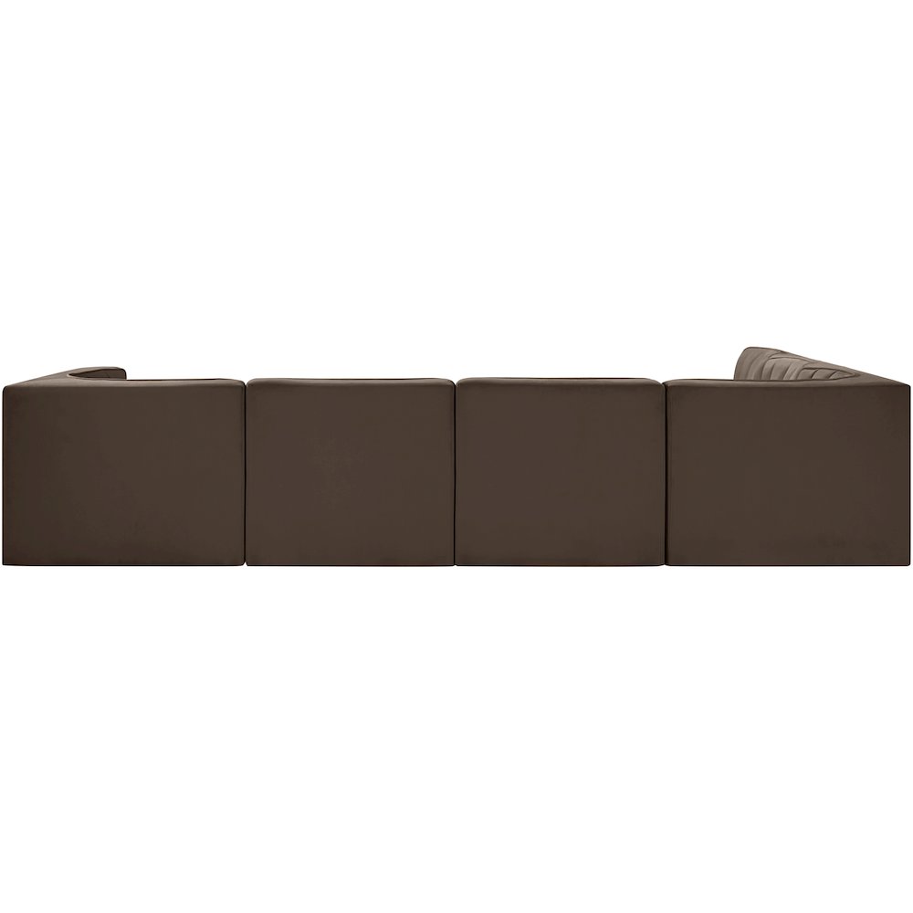 Rummi Brown Velvet Performance Fabric Upholstered 6pc. Modular Sectional
