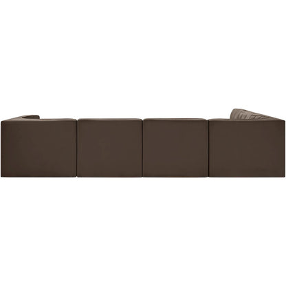 Rummi Brown Velvet Performance Fabric Upholstered 6pc. Modular Sectional