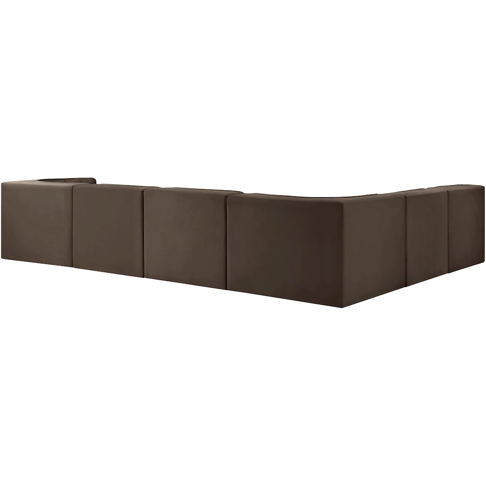 Rummi Brown Velvet Performance Fabric Upholstered 6pc. Modular Sectional
