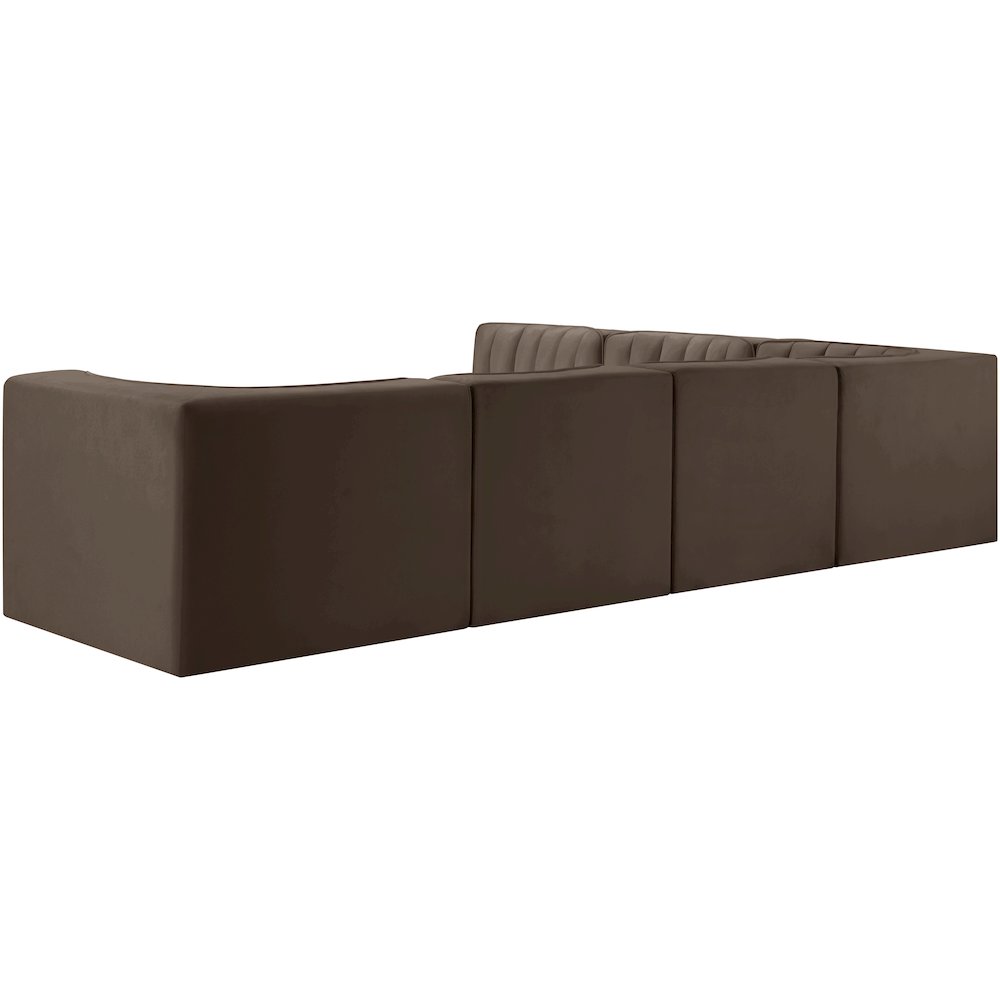Rummi Brown Velvet Performance Fabric Upholstered 6pc. Modular Sectional