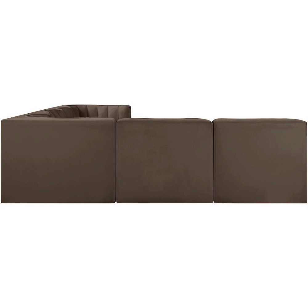 Rummi Brown Velvet Performance Fabric Upholstered 6pc. Modular Sectional
