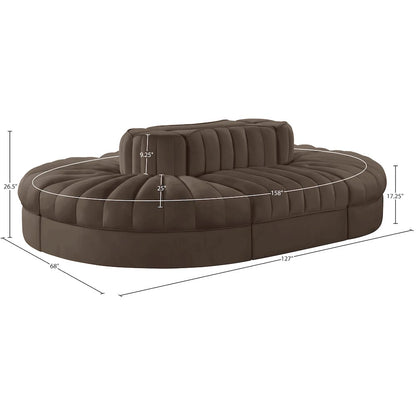 Rummi Brown Velvet Performance Fabric Upholstered 6pc. Modular Sectional