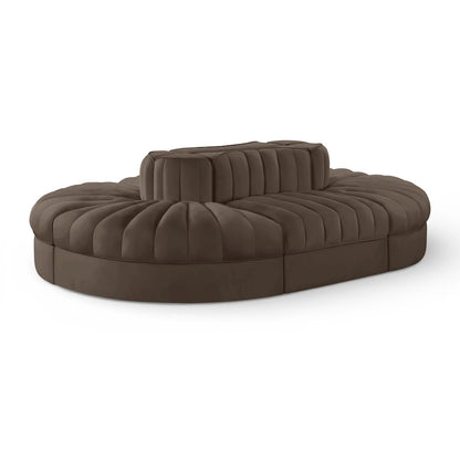Rummi Brown Velvet Performance Fabric Upholstered 6pc. Modular Sectional
