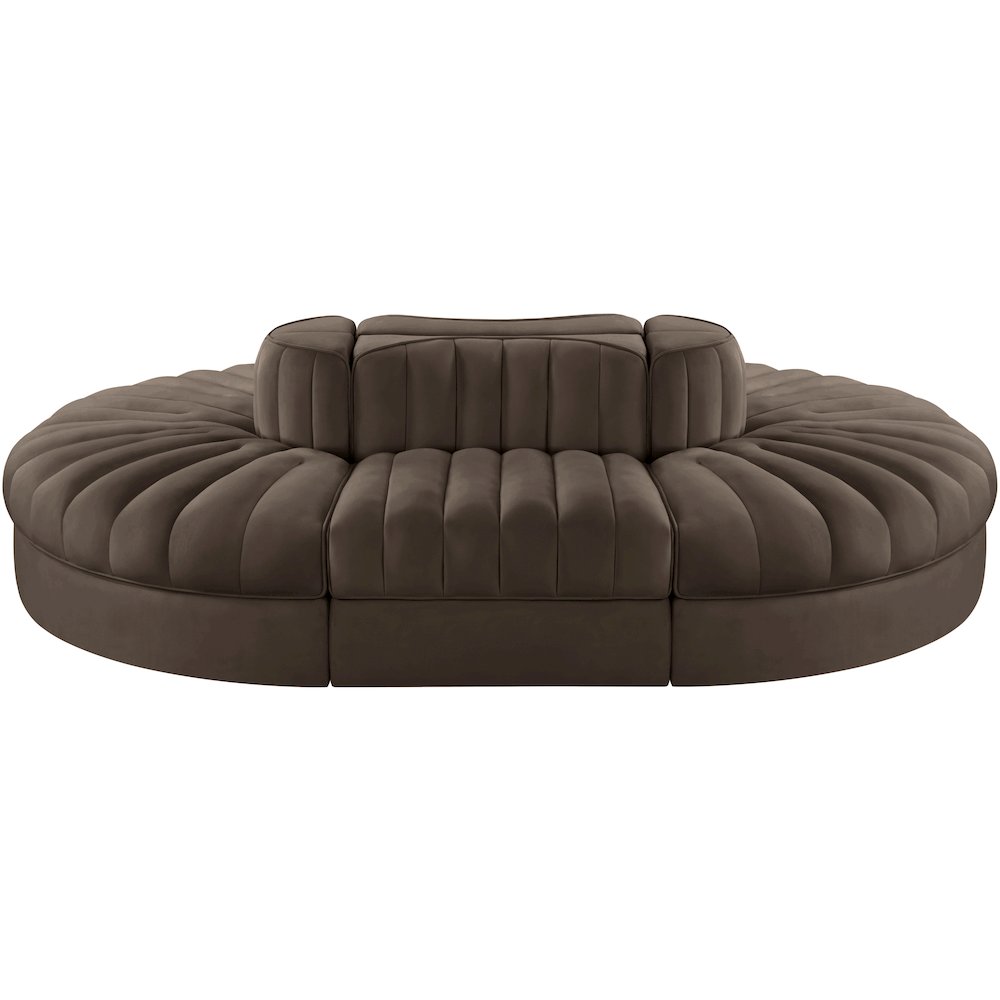 Rummi Brown Velvet Performance Fabric Upholstered 6pc. Modular Sectional