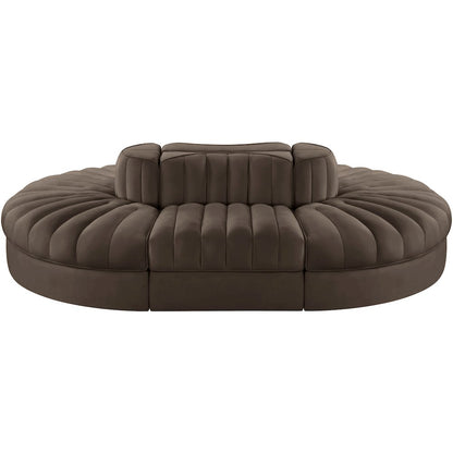 Rummi Brown Velvet Performance Fabric Upholstered 6pc. Modular Sectional