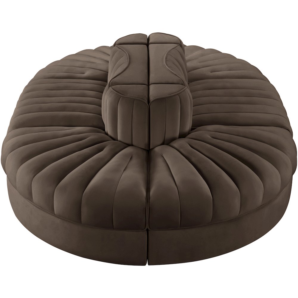 Rummi Brown Velvet Performance Fabric Upholstered 6pc. Modular Sectional