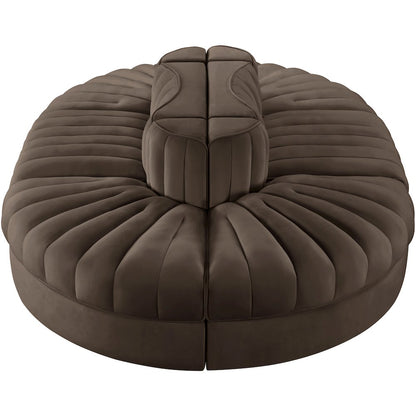 Rummi Brown Velvet Performance Fabric Upholstered 6pc. Modular Sectional