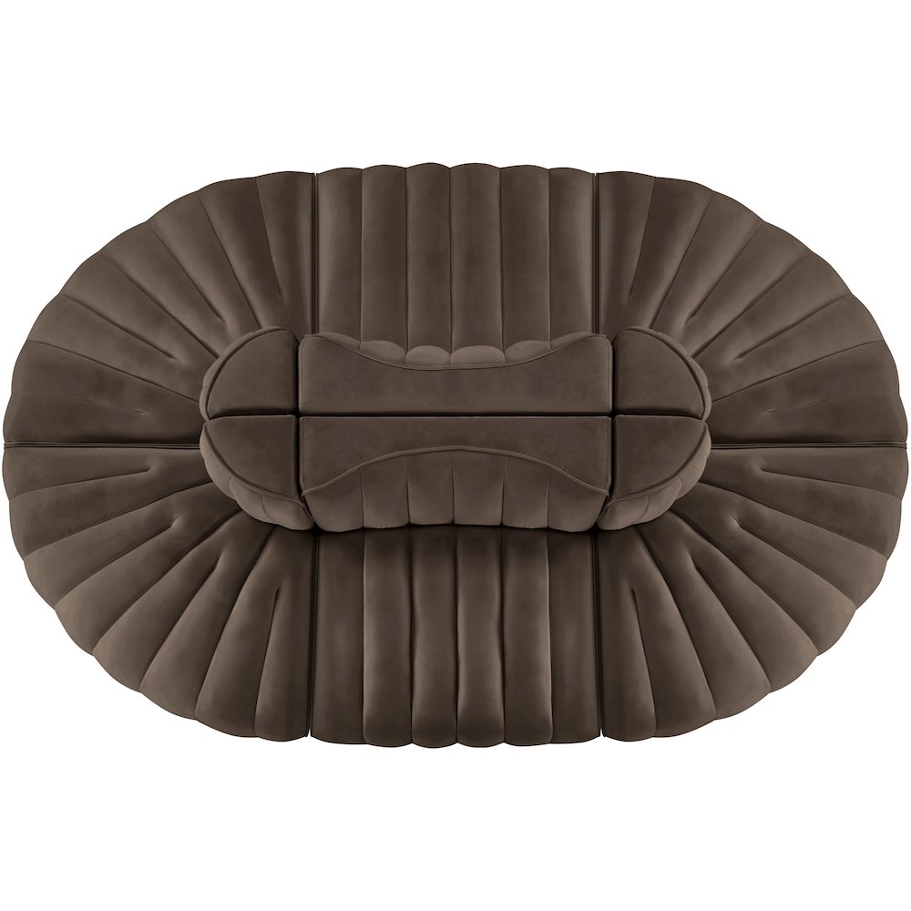 Rummi Brown Velvet Performance Fabric Upholstered 6pc. Modular Sectional