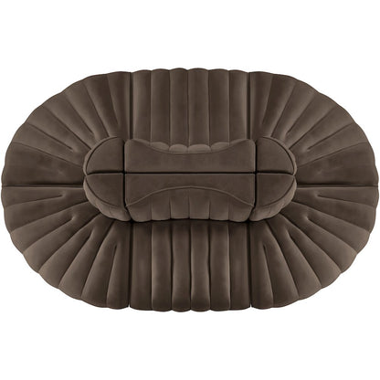 Rummi Brown Velvet Performance Fabric Upholstered 6pc. Modular Sectional