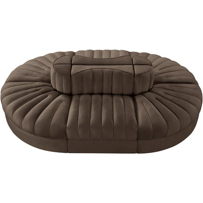 Rummi Brown Velvet Performance Fabric Upholstered 6pc. Modular Sectional
