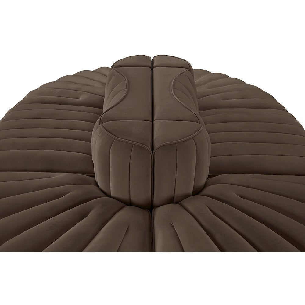 Rummi Brown Velvet Performance Fabric Upholstered 6pc. Modular Sectional