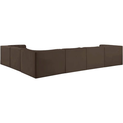 Rummi Brown Velvet Performance Fabric Upholstered 6pc. Modular Sectional