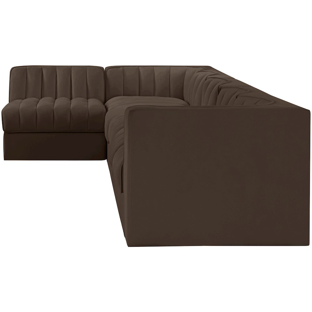 Rummi Brown Velvet Performance Fabric Upholstered 6pc. Modular Sectional