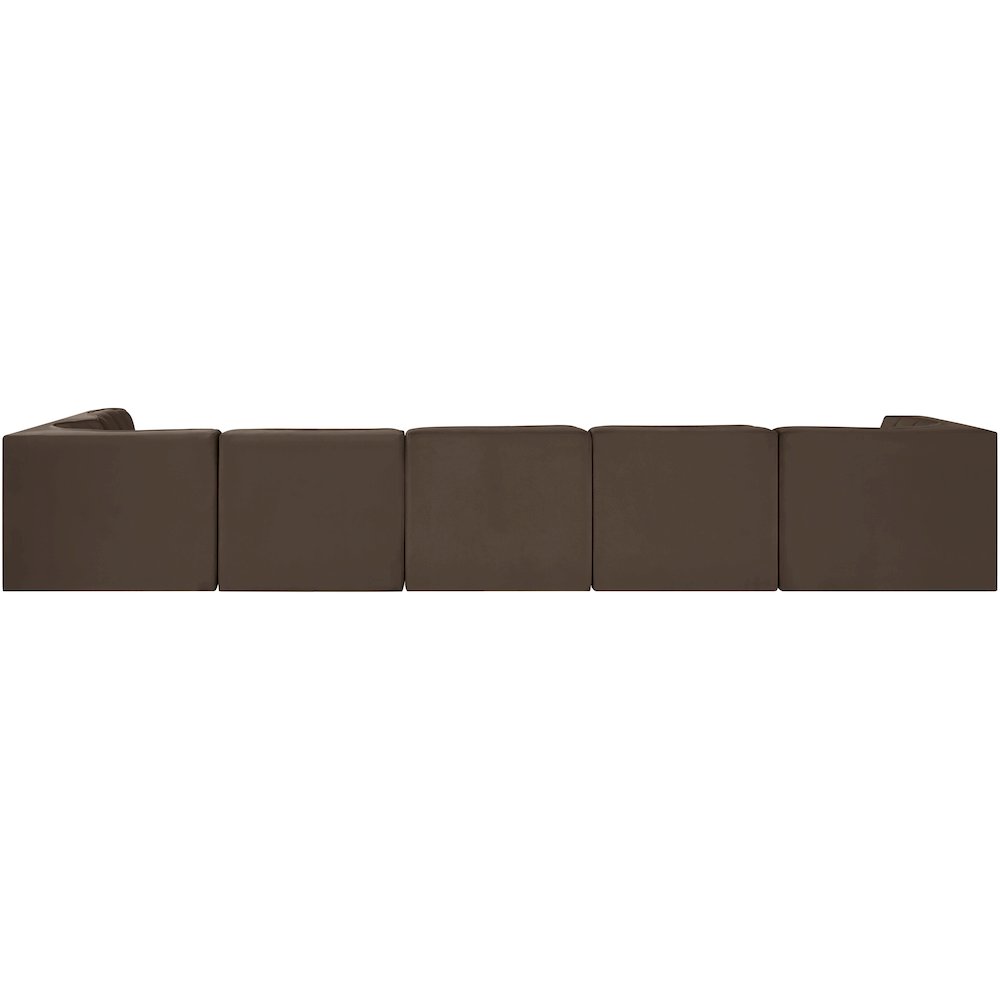 Rummi Brown Velvet Performance Fabric Upholstered 6pc. Modular Sectional