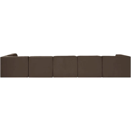 Rummi Brown Velvet Performance Fabric Upholstered 6pc. Modular Sectional