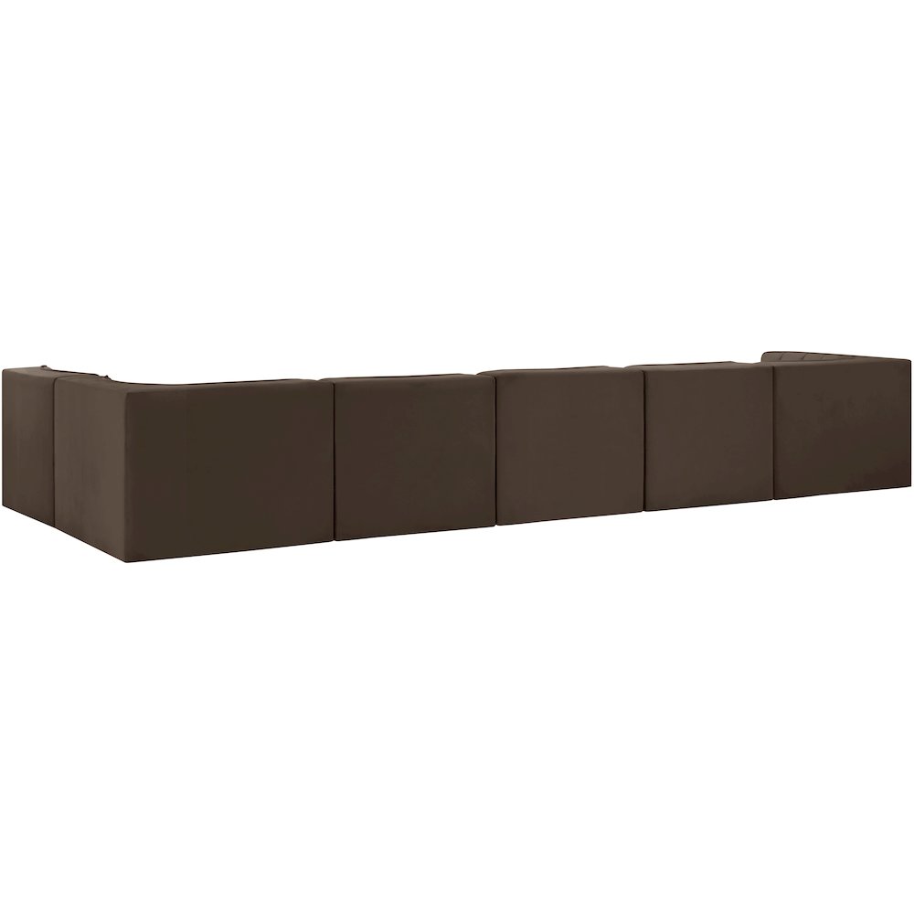 Rummi Brown Velvet Performance Fabric Upholstered 6pc. Modular Sectional
