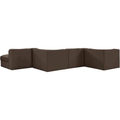 Rummi Brown Velvet Performance Fabric Upholstered 6pc. Modular Sectional