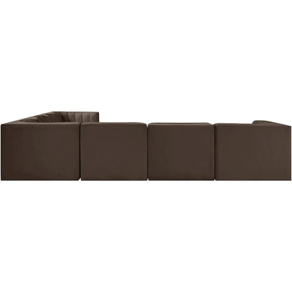 Rummi Brown Velvet Performance Fabric Upholstered 7pc. Modular Sectional