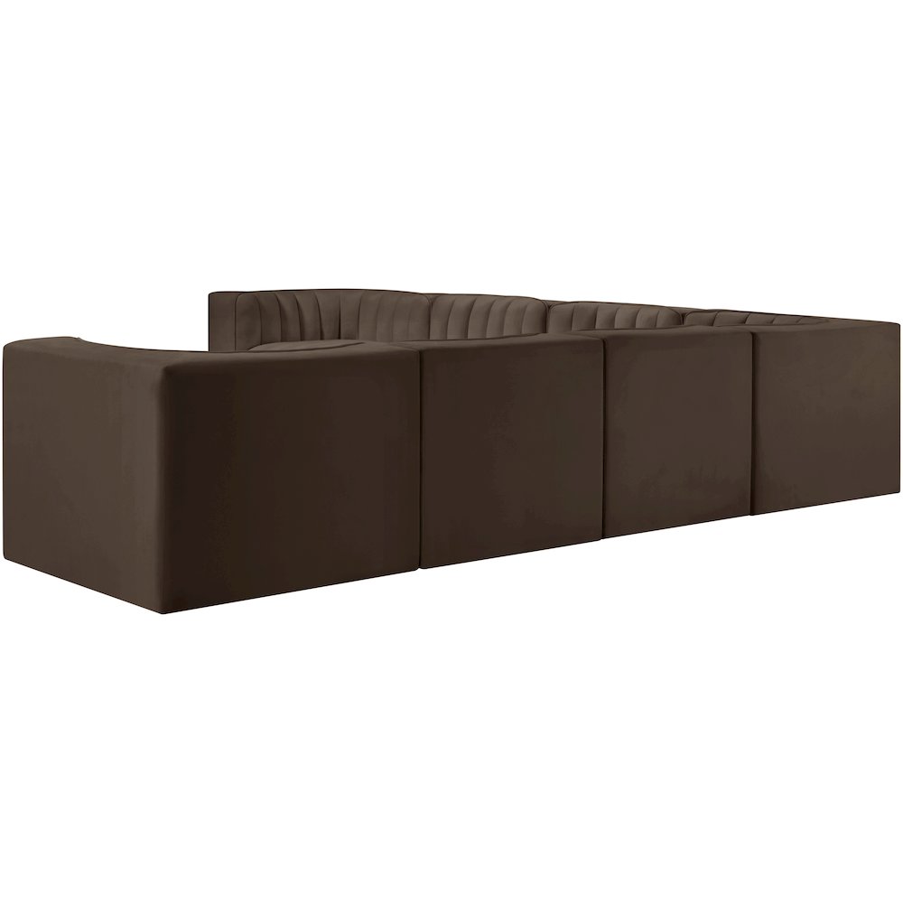 Rummi Brown Velvet Performance Fabric Upholstered 7pc. Modular Sectional