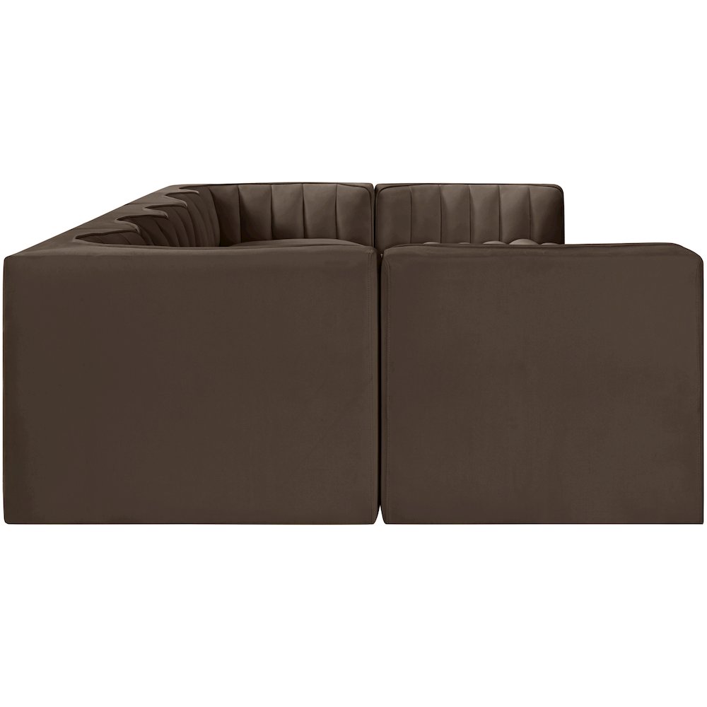 Rummi Brown Velvet Performance Fabric Upholstered 7pc. Modular Sectional