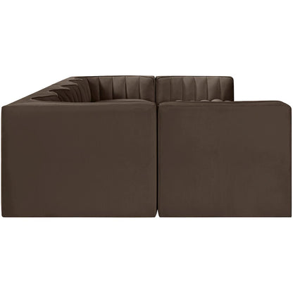 Rummi Brown Velvet Performance Fabric Upholstered 7pc. Modular Sectional