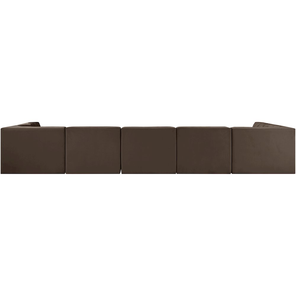 Rummi Brown Velvet Performance Fabric Upholstered 7pc. Modular Sectional