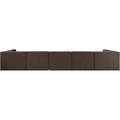Rummi Brown Velvet Performance Fabric Upholstered 7pc. Modular Sectional