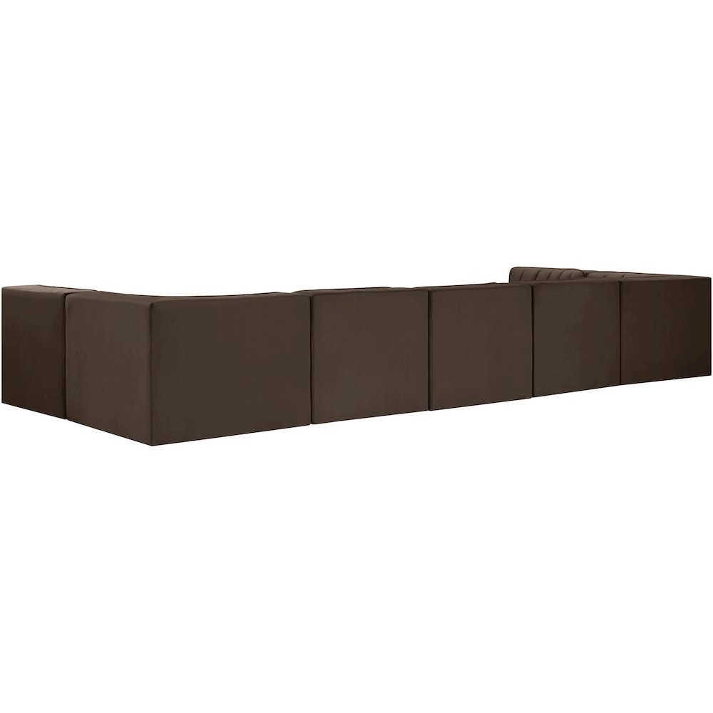 Rummi Brown Velvet Performance Fabric Upholstered 7pc. Modular Sectional