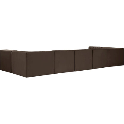 Rummi Brown Velvet Performance Fabric Upholstered 7pc. Modular Sectional