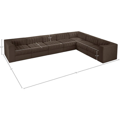 Rummi Brown Velvet Performance Fabric Upholstered 7pc. Modular Sectional