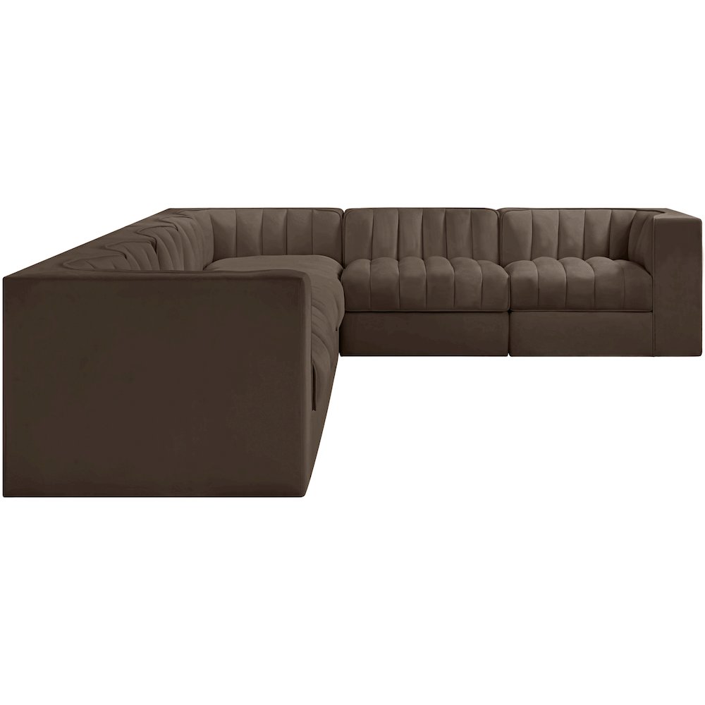 Rummi Brown Velvet Performance Fabric Upholstered 7pc. Modular Sectional