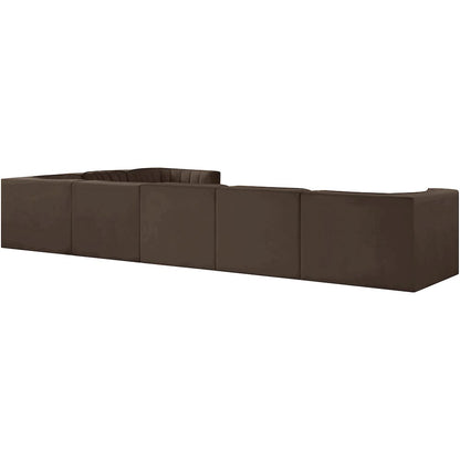 Rummi Brown Velvet Performance Fabric Upholstered 7pc. Modular Sectional
