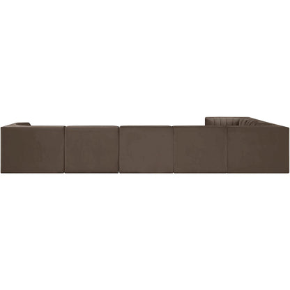 Rummi Brown Velvet Performance Fabric Upholstered 7pc. Modular Sectional
