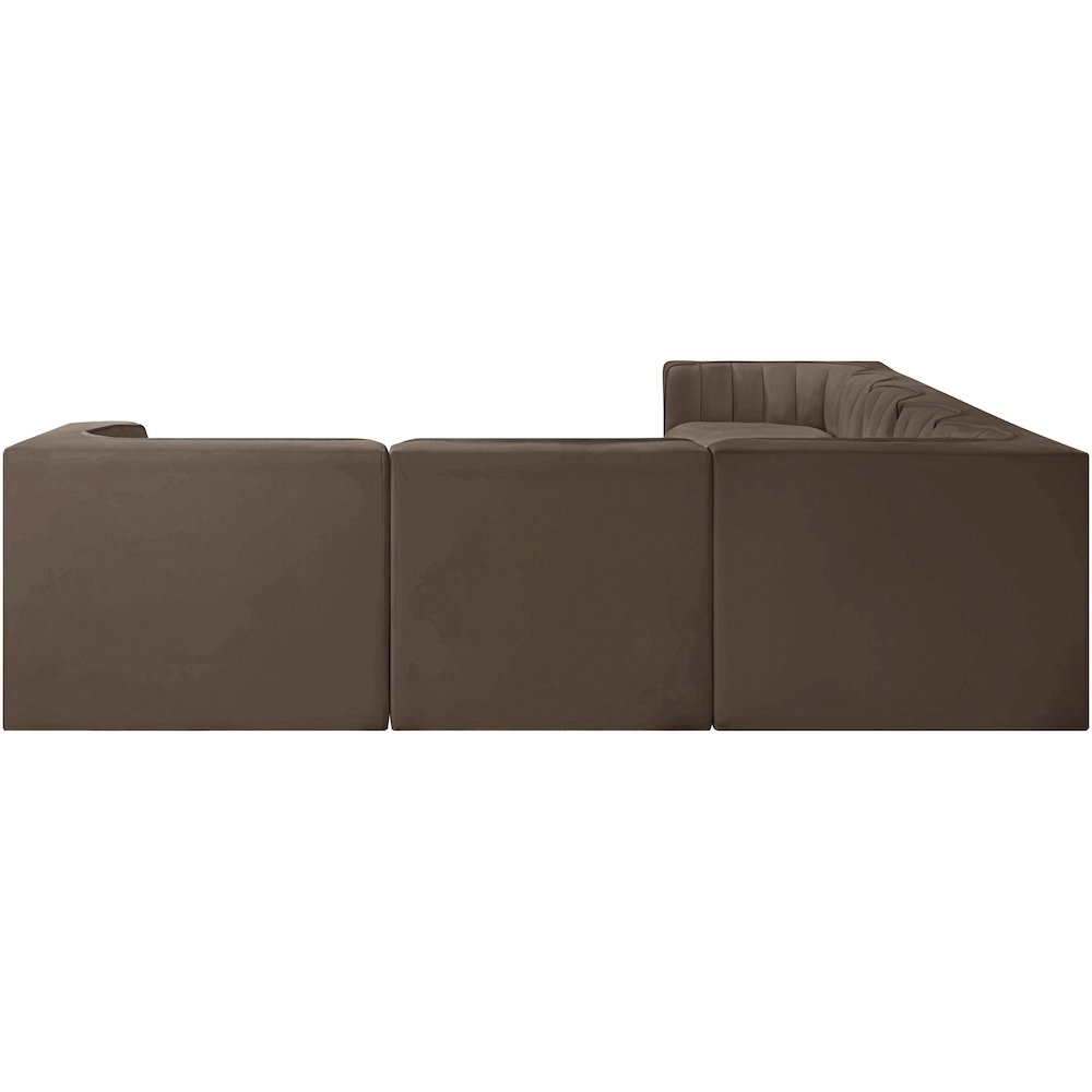 Rummi Brown Velvet Performance Fabric Upholstered 7pc. Modular Sectional
