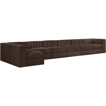Rummi Brown Velvet Performance Fabric Upholstered 7pc. Modular Sectional